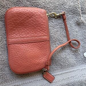 Coach Leather Wristlet in Pink